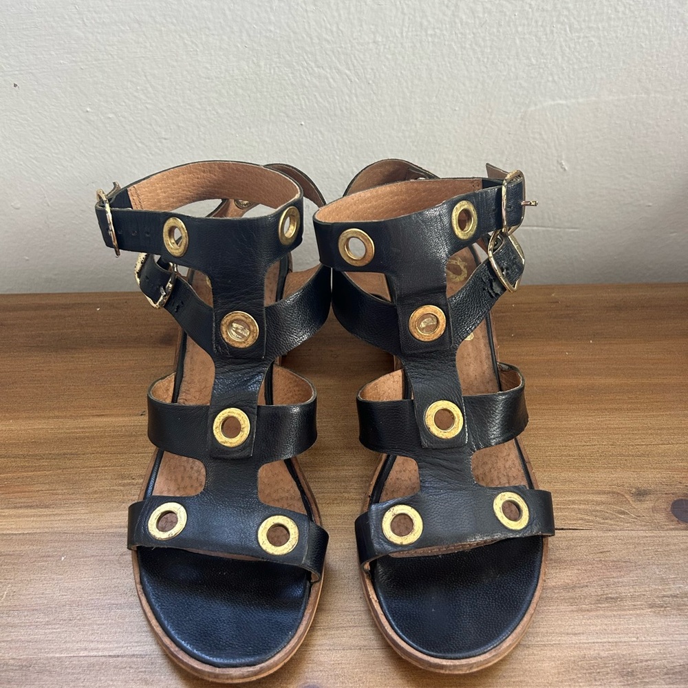 Black & Gold Strappy Sandals
